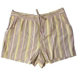 Lane Bryant Plus Size Brown Striped Pull On Linen Shorts NEW Size 22/24 Women's